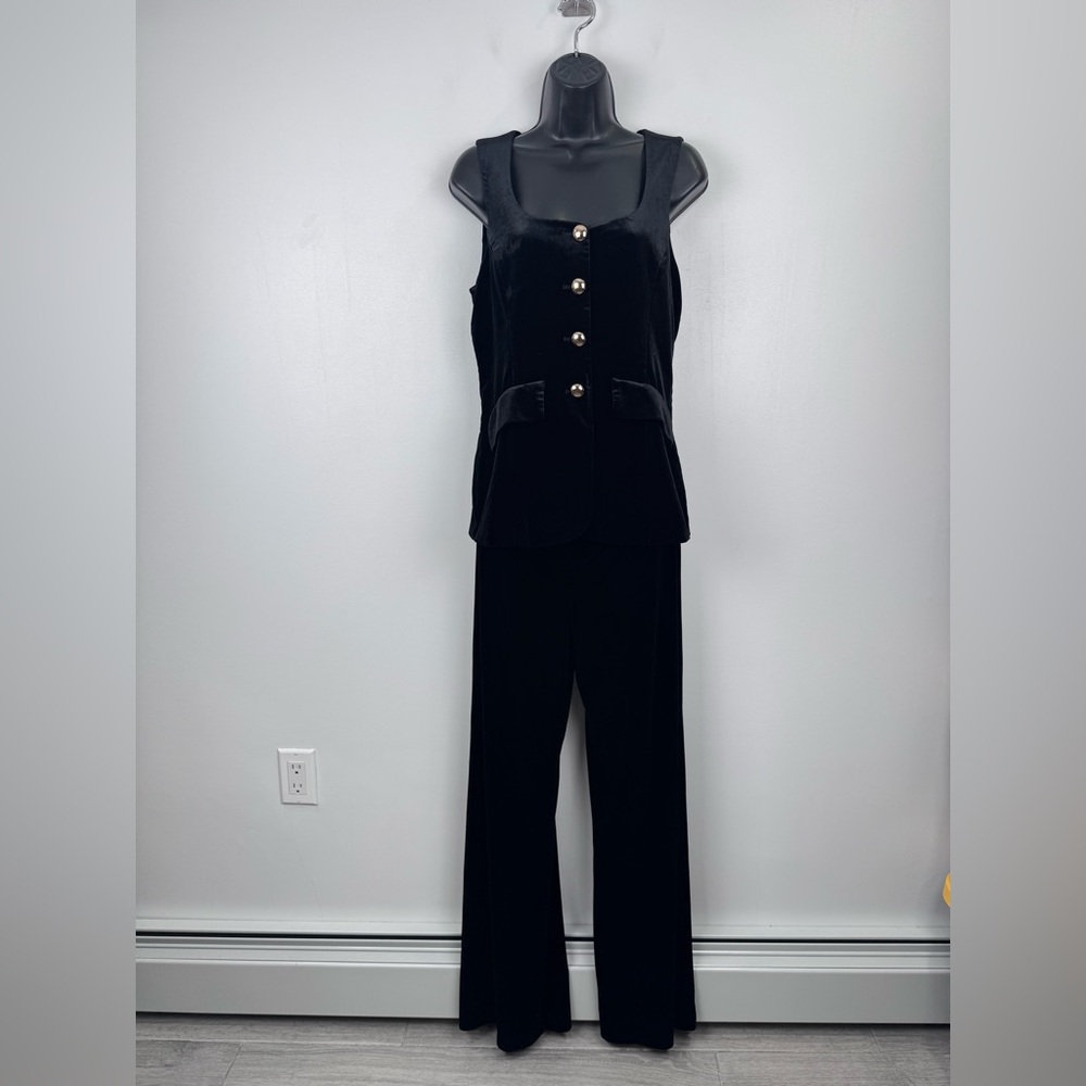 Amanda Uprichard Women Kya Velvet Black Jumpsuit‎ Size Medium